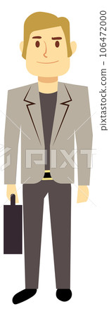 Cartoon businessman. Professional man character hold briefcase 106472000