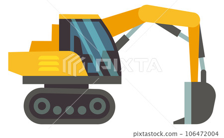 Excavator flat icon. Digging bulldozer side view 106472004