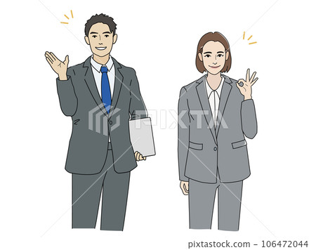 A man and a woman explaining in a business scene A man and a woman explaining in a business scene 106472044