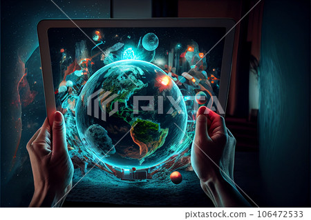 Businessman hand touching global network and data exchanges over the world 106472533