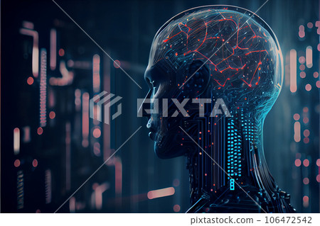 Artificial intelligence AI machine learning with data mining technology on virtual panel. 106472542