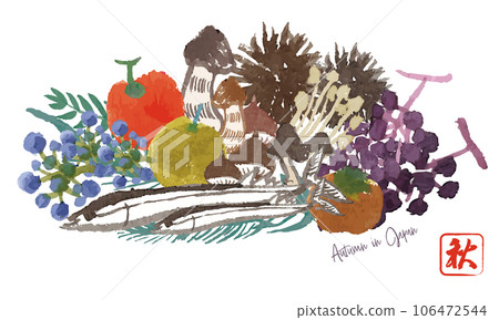Japanese autumn taste - easy to use watercolor vector material 106472544