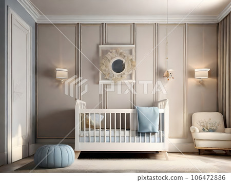 Realistic shabby chic baby boy room 106472886