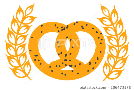 Pretzel emblem. Premium pastry label. Baking badge Pretzel emblem. Premium pastry label. Baking badge 106473178