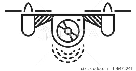 Drone linear icon. Copter symbol. Flying robot Drone linear icon. Copter symbol. Flying robot 106473241