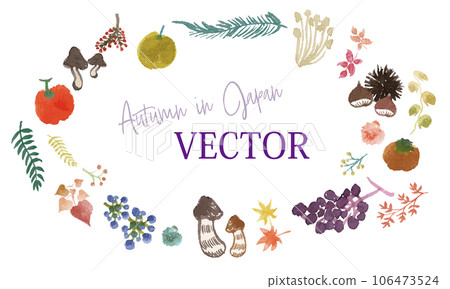 Cute autumn watercolor illustration material 106473524