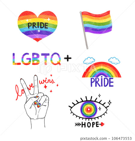 Set of LGBTQ community symbol elements watercolor 106473553