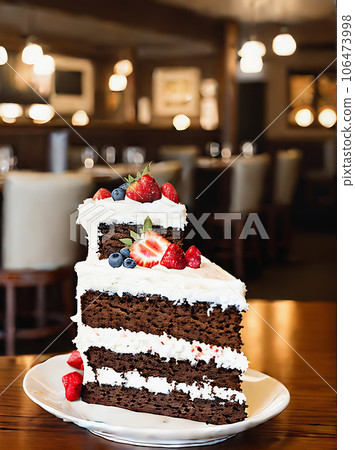 Cozy restaurant with realistic cake warm lighting 106473998