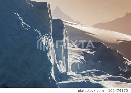 Paradise bay glaciers and mountains, peninsula, Antartica.. Paradise bay glaciers and mountains, peninsula, Antartica.. 106474170