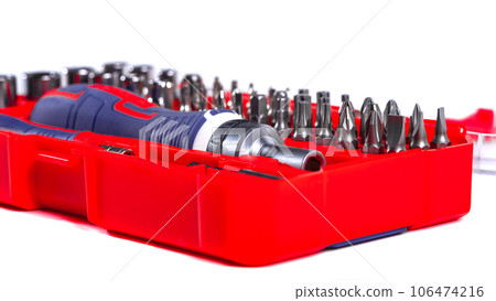 Tool box of Screwdriver Set isolated on white background Tool box of Screwdriver Set isolated on white background 106474216