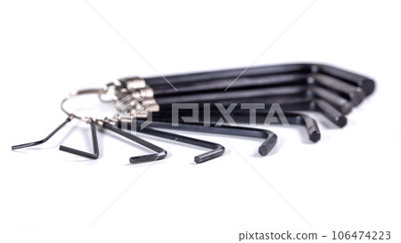 hex key wrench isolated on white background, hex key wrench isolated on white background, allen keys 106474223