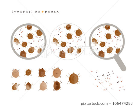 水彩風格蜱蟲和糞便的放大插圖,輕柔的觸感 水彩風格蜱蟲和糞便的放大插圖,輕柔的觸感 106474293
