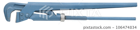 Old blue plumber wrench 106474834