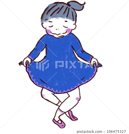 A child holding a skirt and bowing in ballet style 106475327