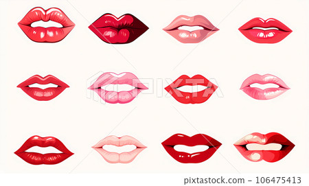 手绘卡通红色的嘴唇插画 106475413