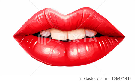 手绘卡通红色的嘴唇插画 手绘卡通红色的嘴唇插画 106475415