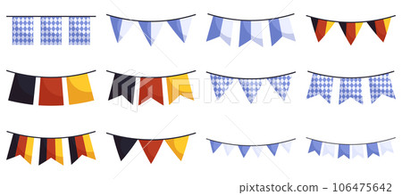 Bunting garland with flags in traditional colors. Germany, Bavaria, Munich color 106475642