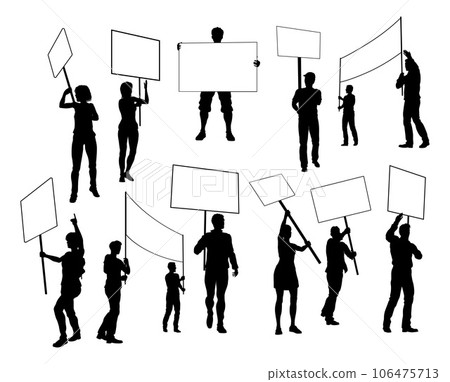 March Strike Rally Picket Protestor Silhouettes March Strike Rally Picket Protestor Silhouettes 106475713