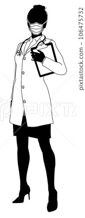 Doctor Woman With Clipboard Medical Silhouette Doctor Woman With Clipboard Medical Silhouette 106475732