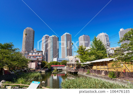 東京佃川支流和佃街景 東京佃川支流和佃街景 106476185