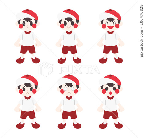 Color illustration set of boys wearing gym clothes with various expressions (red group) 106476829