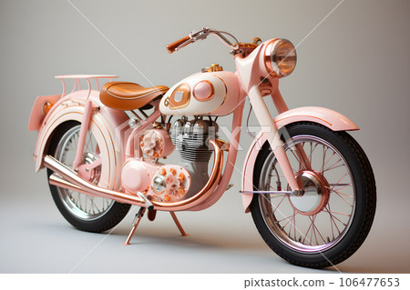 pink classic motorcycle Generative AI 106477653