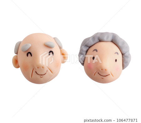 "Respect for the Aged Day" Elderly couple smile set (clay 3D illustration) 106477871