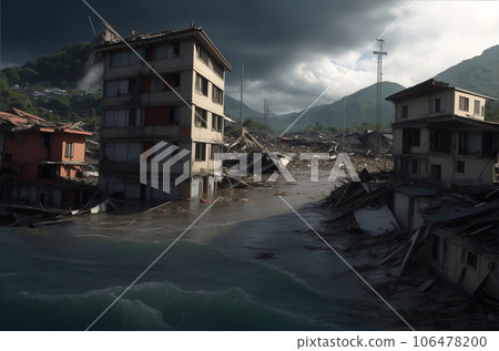Regions affected by severe earthquake AI-generated images 106478200