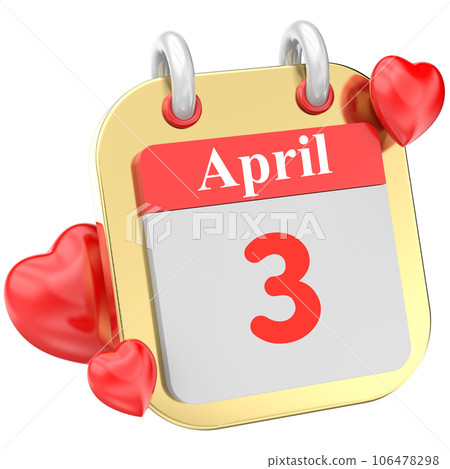calendar of red heart 3d icon 106478298