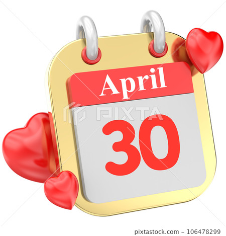calendar of red heart 3d icon 106478299