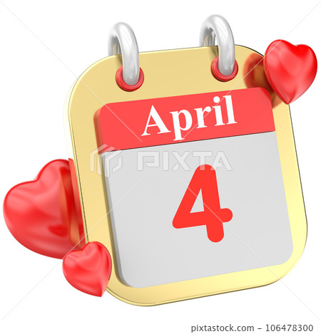 calendar of red heart 3d icon 106478300