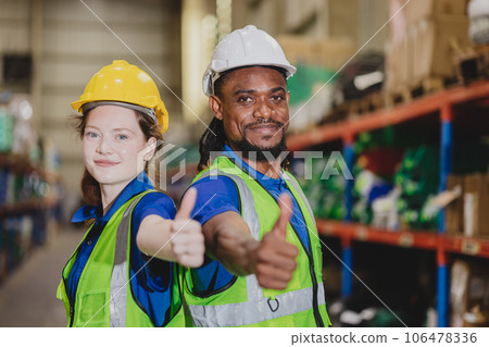 smart confident warehouse worker team portrait multiracial standing together happy smiling for industry labor enjoy working teamwork smart confident warehouse worker team portrait multiracial standing together happy smiling for industry labor enjoy working teamwork 106478336