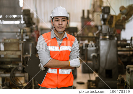 portrait professional engineer asian male worker in heavy metal lathe milling factory industry portrait professional engineer asian male worker in heavy metal lathe milling factory industry 106478359