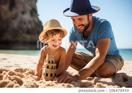 Family beach holiday activities Generative AI 106478450