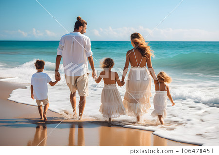 Family beach holiday activities Generative AI 106478451