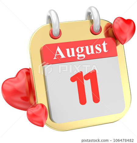 calendar of red heart 3d icon 106478482