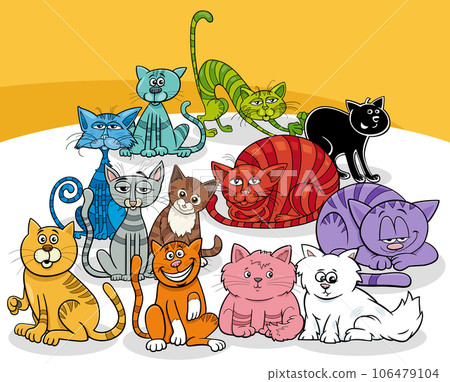 cartoon colorful cats and kittens animal characters group cartoon colorful cats and kittens animal characters group 106479104