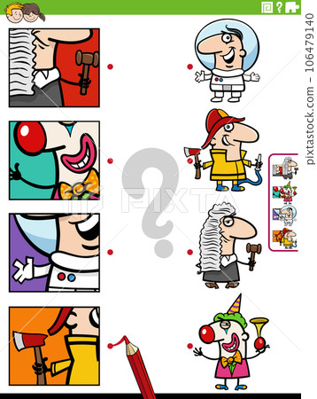 match cartoon people occupations and clippings educational game 106479140