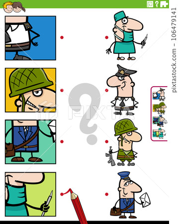 match cartoon people occupations and clippings educational game match cartoon people occupations and clippings educational game 106479141