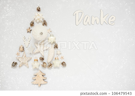 Christmas Tree Out Of Christmas Decoration With Label With Text Danke Christmas Tree Out Of Christmas Decoration With Label With Text Danke 106479543