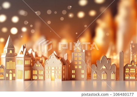 Geometric composition with christmas trees in beautiful paper cut style design 106480177