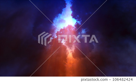 3D rendering of thunderclouds with bright lightning flashes 3D rendering of thunderclouds with bright lightning flashes 106482424
