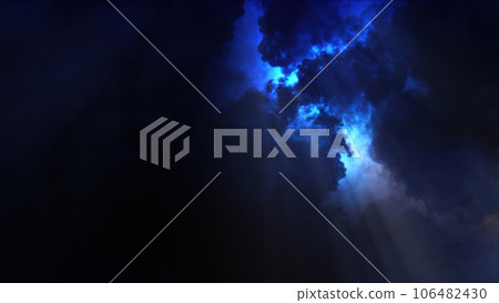 3D rendering of thunderclouds with bright lightning flashes 3D rendering of thunderclouds with bright lightning flashes 106482430