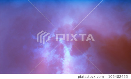 3D rendering of thunderclouds with bright lightning flashes 3D rendering of thunderclouds with bright lightning flashes 106482433