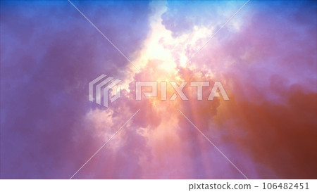 3D rendering of thunderclouds with bright lightning flashes 3D rendering of thunderclouds with bright lightning flashes 106482451