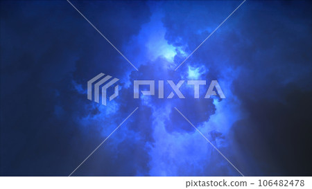 3D rendering of thunderclouds with bright lightning flashes 3D rendering of thunderclouds with bright lightning flashes 106482478