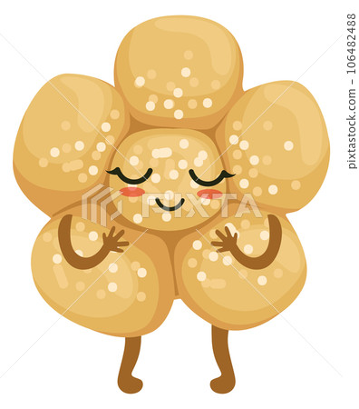 Brioche kawaii mascot. Sweet bakery with happy face 106482488