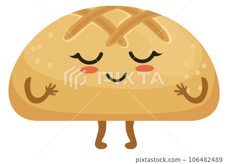 Wheat bread mascot. Cartoon bakery with happy face 106482489