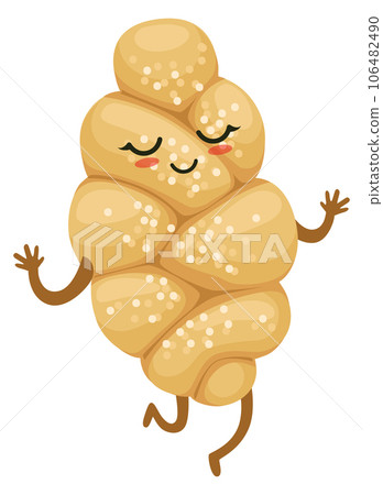 Challah cartoon bakery mascot. Funny bread character 106482490