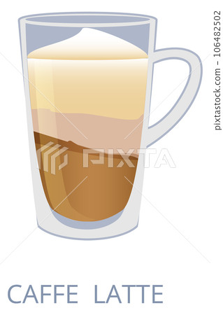 Latte cup illustration. Coffee with milk and cream 106482502